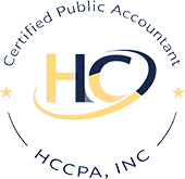 Logo for HCCPA, INC. featuring the text "Certified Public Accountant" and stylized initials "HC" within a circular design.